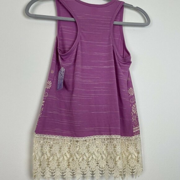3/$15 Miss Additude pink top lace trim boho girls size L - Picture 3 of 5
